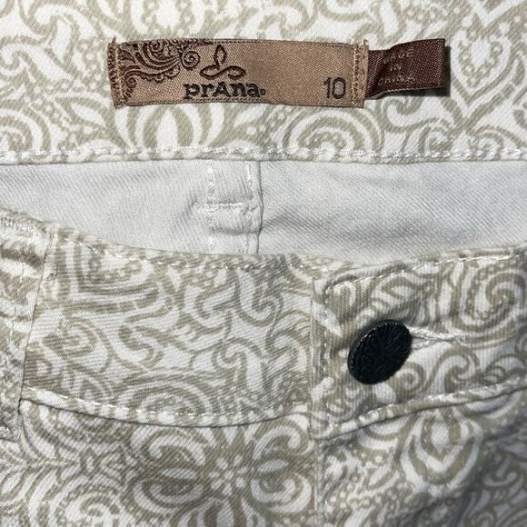 Prana Paisley Swirl Floral White Print Pants Size 10 - Picture 6 of 7